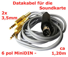 DATA -Kabel für die Soundkarte für FT8, WSJT, PSK31, SSTV, SectrumLab usw.  6 pol Mini DIN-