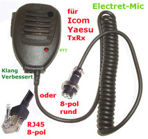Yaesu, Icom, Kenwood, Xiegu, ....  Electret Hand- Mikrofon,  klein, smart, mit RJ45- oder
