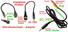 IC-7000 Display,  Verbindungsleitung,  USB- Anschluss- Kabel  zum PC, mit Beschreibung