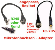 ICOM, YAESU, Kenwood, Xiegu, usw.  Mikrofonbuchsen- Adapter, auch IC 705/905...